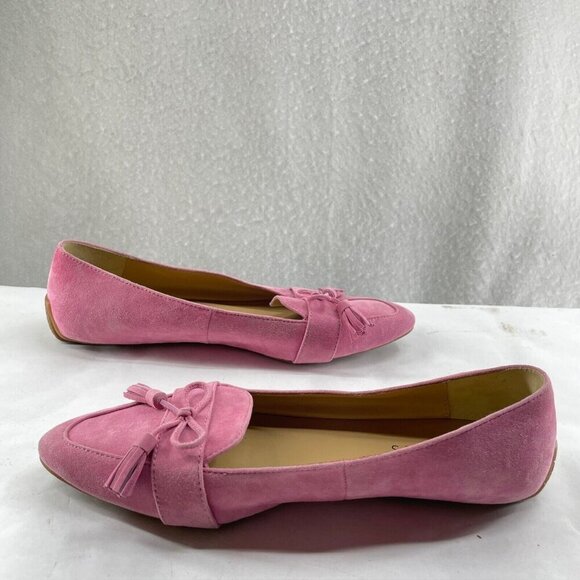 Talbots Francesca Driving Mocassins Womens Sz 8 Pink Suede Pointed Toes Tasseled - Picture 7 of 9